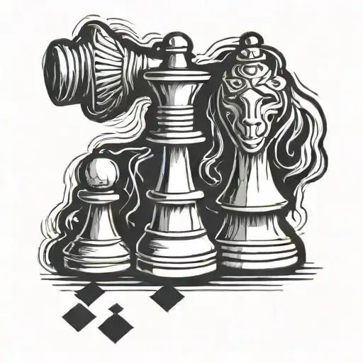 Simple Chess Piece Pawn With A Shadow Of Every Other Piece In The Game