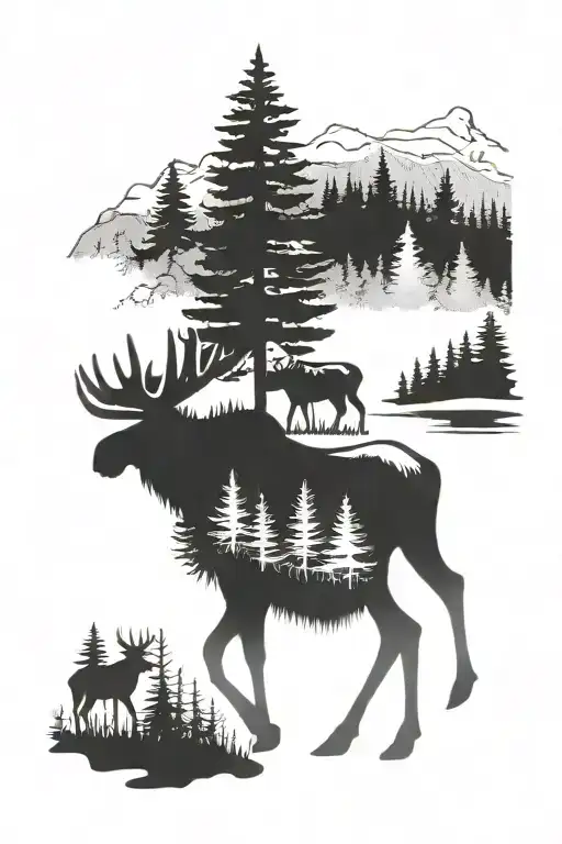 Moose In A Forest Scene
