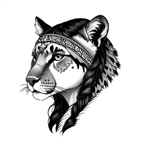 Native Girl With A Mountain Lion