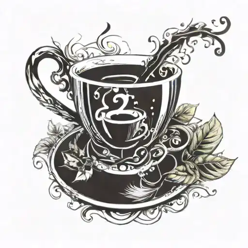 A Coffee Cup Morphing Into A Music Note With Weed Leaves As The Steam