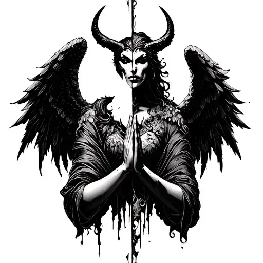 Half Demon Half Angel Praying