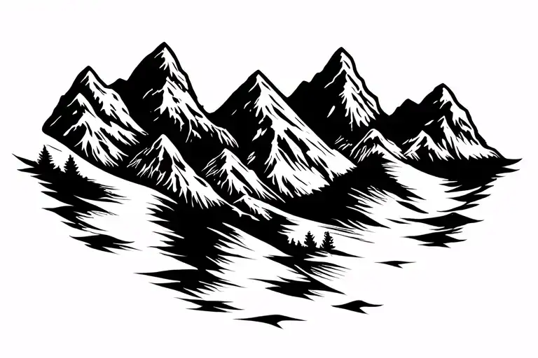 Duck Feather With Mountains On Top