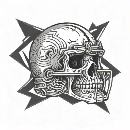 Skull With American Football Helmet