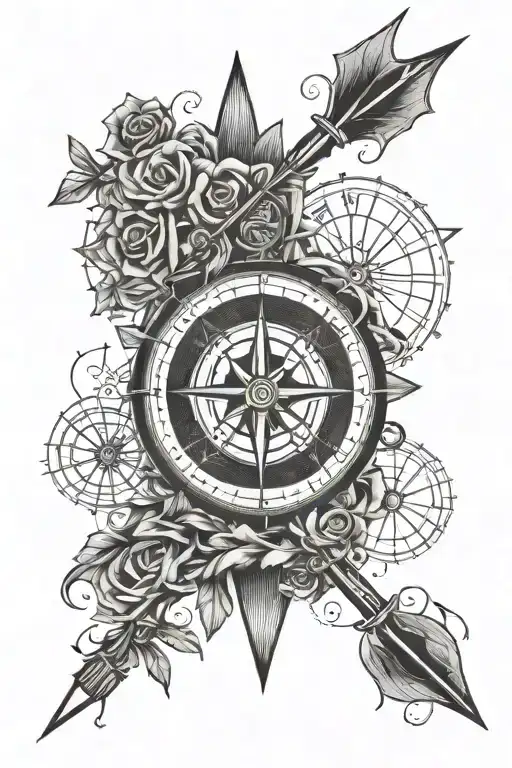 An Arrow And Compass Intertwined To Symbolize Direction And Guidance