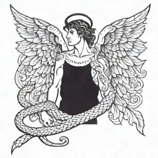 A Male Angel And A Serpent