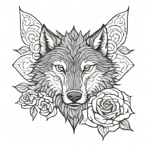 Rose And Thrones Stark Wolf