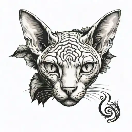 Sphynx Cat Head With 4 Empty Eyes