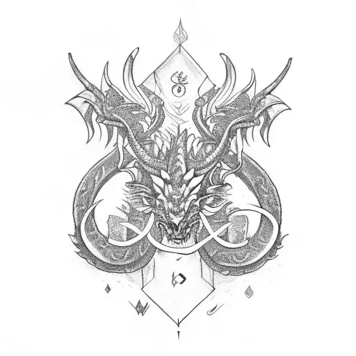 Tattoo Art Related To Capricorn And Dragons