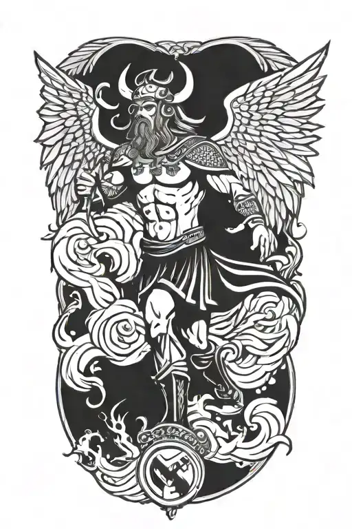 Real Madrid Viking Standing Up With Wings