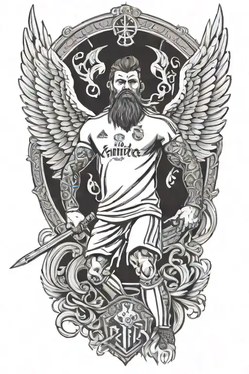 Real Madrid Viking Standing Up With Wings