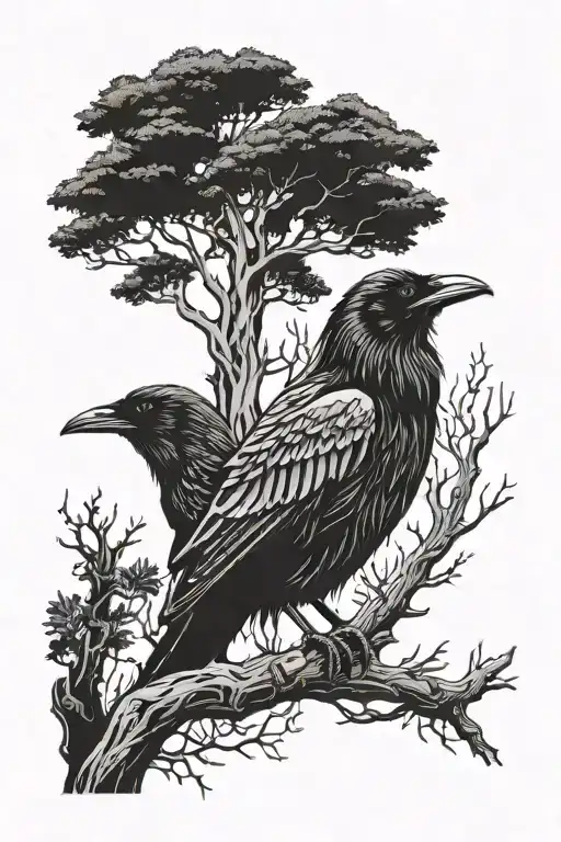 Raven In Forest Looking