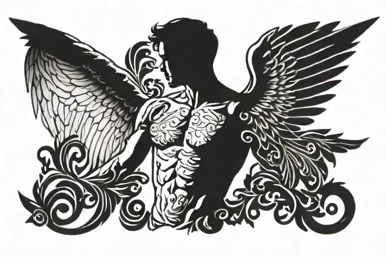 Angel Wings On Jacob Shaped Like A Man Silhouette