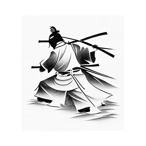 Silhouette Of A Samurai In A Bamboo Forest