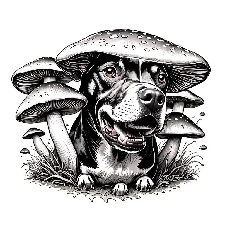 Melting Mushrooms With Pitbull Dog