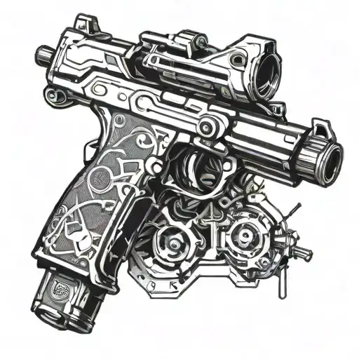 A Futuristic Video Game Gun Blended With Transportation Elements