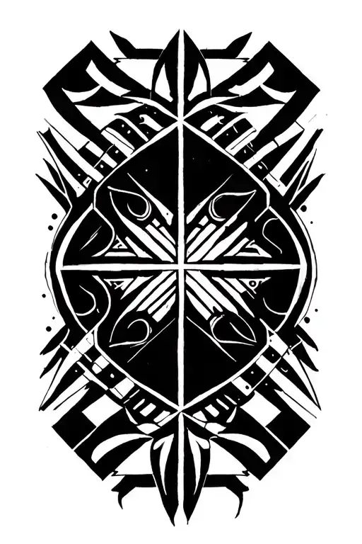 Geometric Patterns With Runes Placed Between Shapes