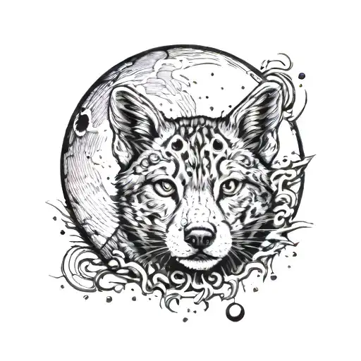 Detailed Moon With A Paw Print As A Crater