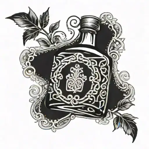A Vintage Whiskey Bottle With Intricate Celtic Knotwork Designs