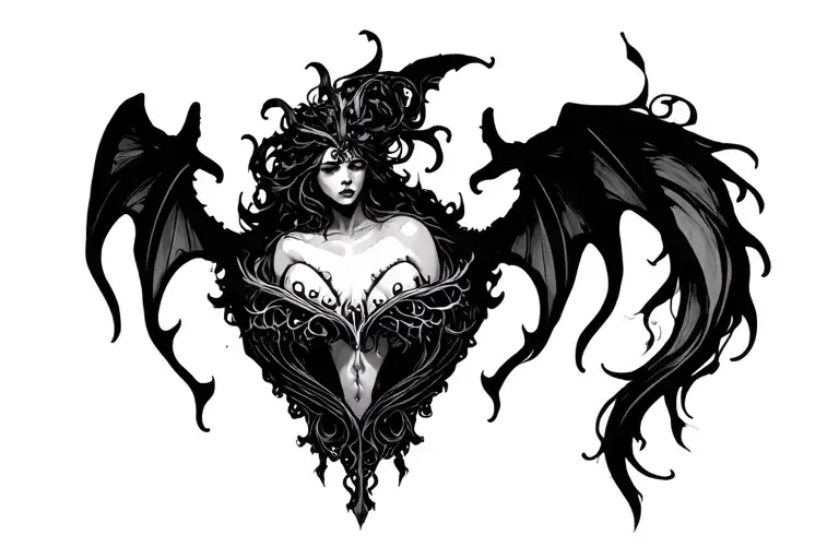 Ornamental Succubus Womb Tattoo For Men Design Incorporating Gothic Elements And Evoking Eroticism