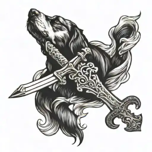 Dog Pawprint With A Sword