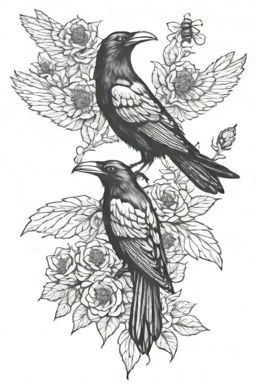 Raven And Bees