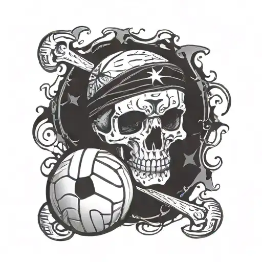 A Volleyball With A Skull And Crossbones Design Inspired By Pirate Symbols