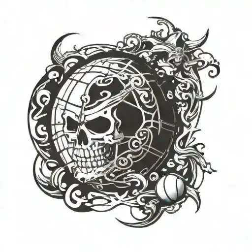 A Volley Ball In Pirate Symbols