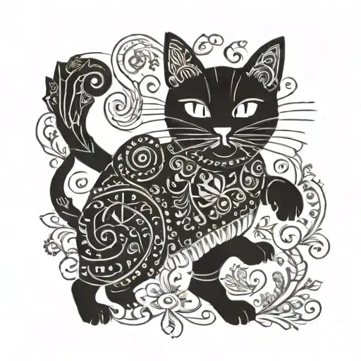 Latvian Folk Dance Inspired Cat Design