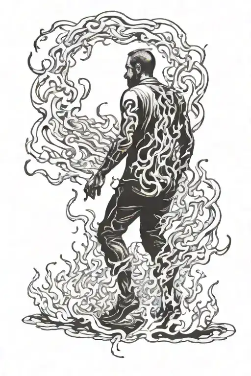 Man Walking Through Fire