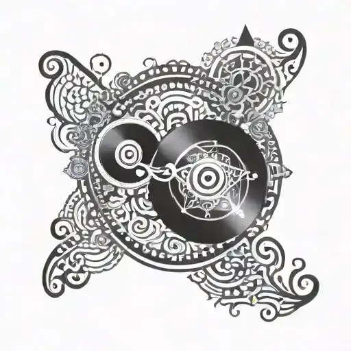 An Intricate Mandala Design With Dj Music Symbols Woven Throughout