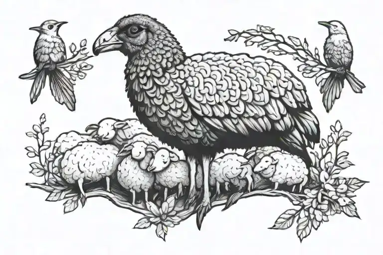 Bird Sitting On Sheep