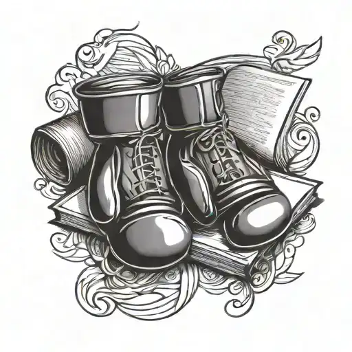 A Tattoo Design Of Boxing Gloves Holding A Book To Symbolize Your Passion For Boxing And Reading