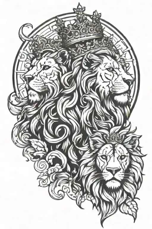 Angels And Lion With Crown