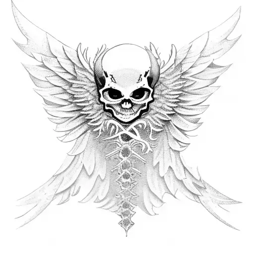 Skeleton Angel Wings With Spine In The Middle