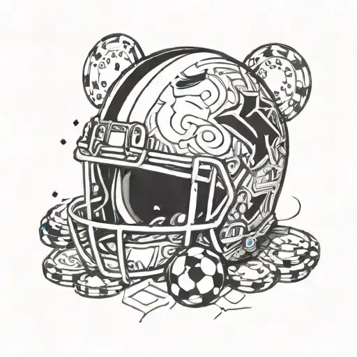 A Football Helmet Morphing Into A Poker Chip