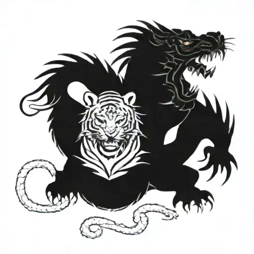The Battle Of The Dragon And The Tiger In Japanese Style