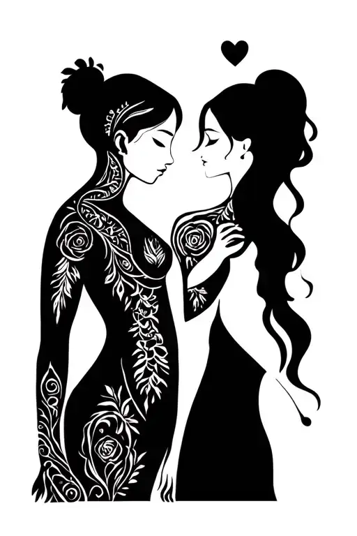 Two Silhouettes Representing Love