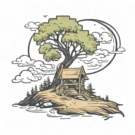 Windy Forest With Two Trails With A Trail Sign Pointing In Either Direction