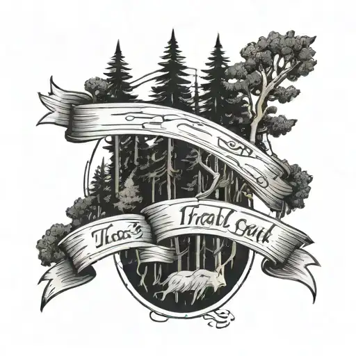 Windy Forest With Two Trails With A Trail Sign Pointing In Either Direction