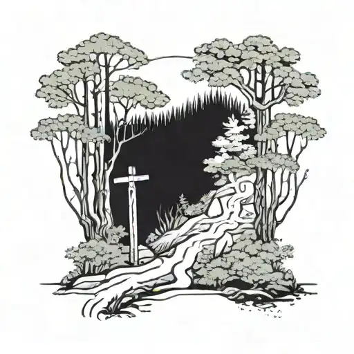 Two Divergin Trails In The Forest With A Trail Post Marking Each Direction