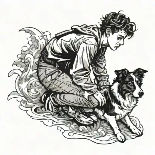 A 16-Year-old Boy With His Border Collie Dog