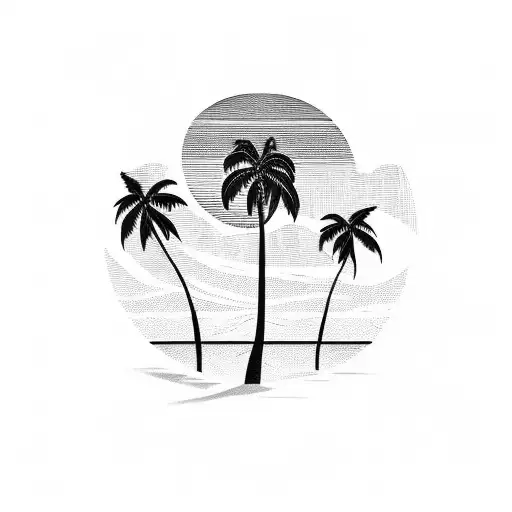 Sunset With Palm Trees