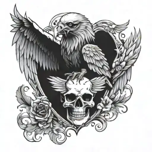 Skull And Eagle Wings Chest