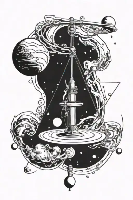 Libra And Space Themed Tattoo Design Combining