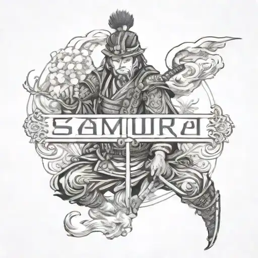 Samurai And Behind A Bonsai