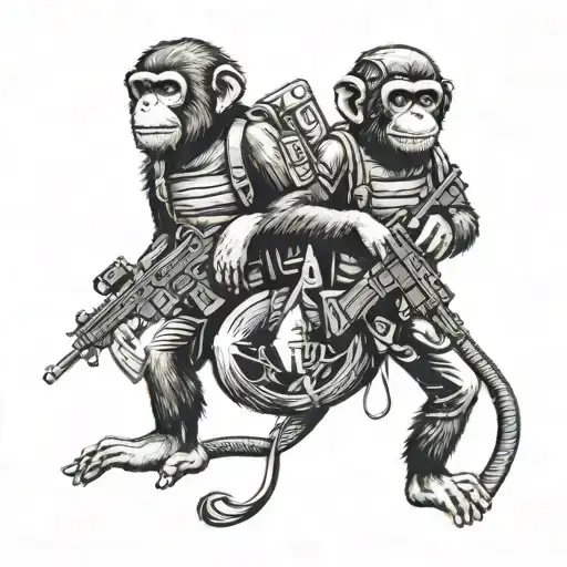 Police Monkeys With Ak 47