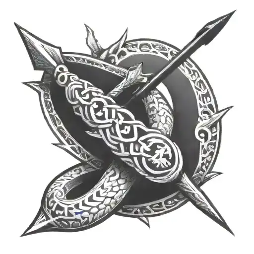 Arrow With Snake Coiled Around The Shaft