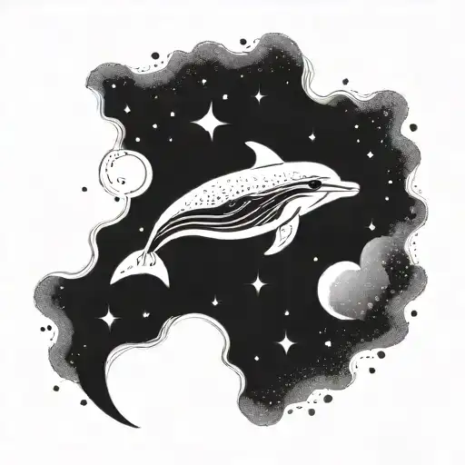 A Cosmic Dolphin Swimming Through A Nebula Filled With Stars