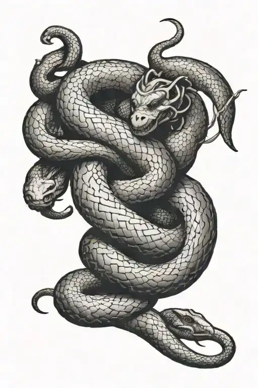 Snake Coiled Around The Body Of A Woman Posing