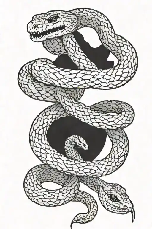 Snake Coiled Around The Body Of A Woman